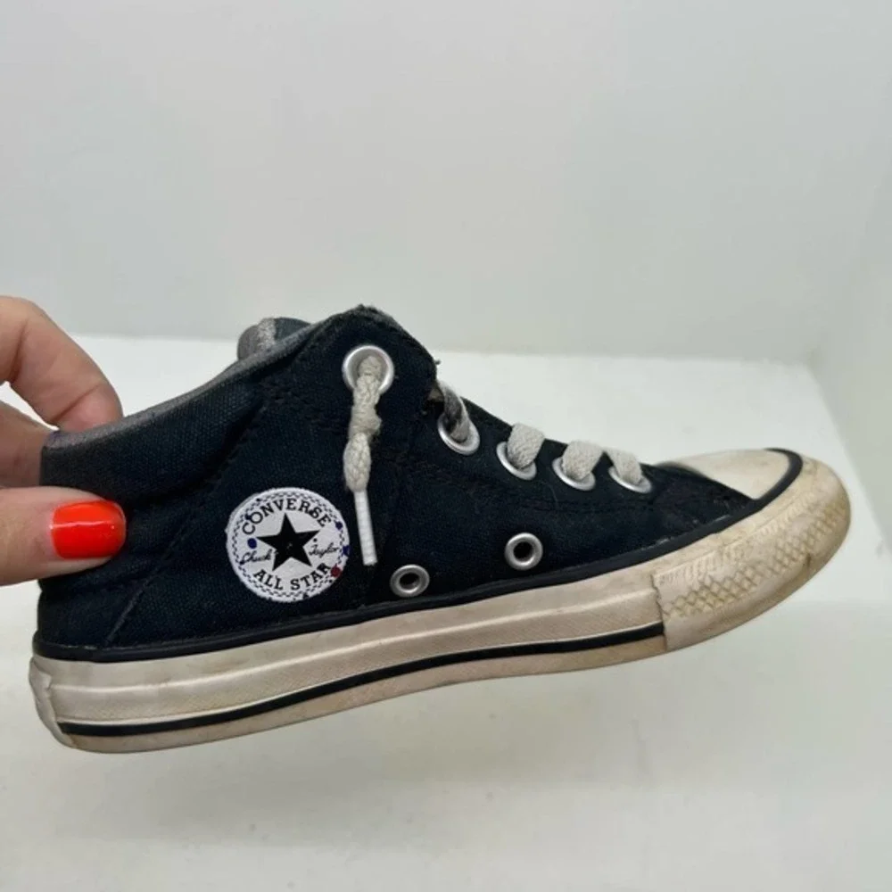 Boys Converse All Star Axel Juniors Mid Top SNEAKERS Black white Size 12 666377F